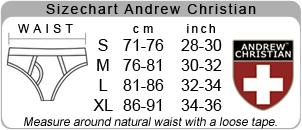 Andrew Christian underwear sizechart
